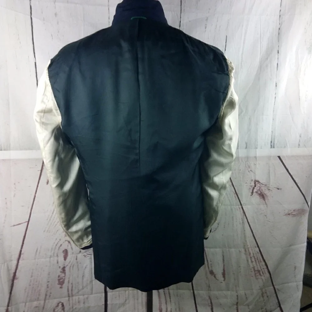 Austin Reed 43L Wool 2 Button Blue Hopsack Suit Blazer Jacket